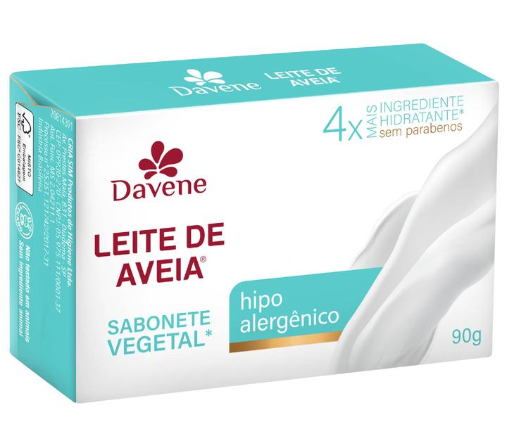 Imagem de Kit 12 Sabonete Vegetal Davene Leite de Aveia Hipoalergênico - 90g