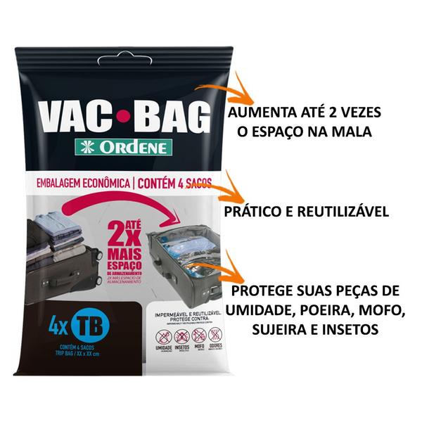 Imagem de Kit 12 Saco A Vacuo Trip Bag 60x40cm Vac Bag Protetor Ordene