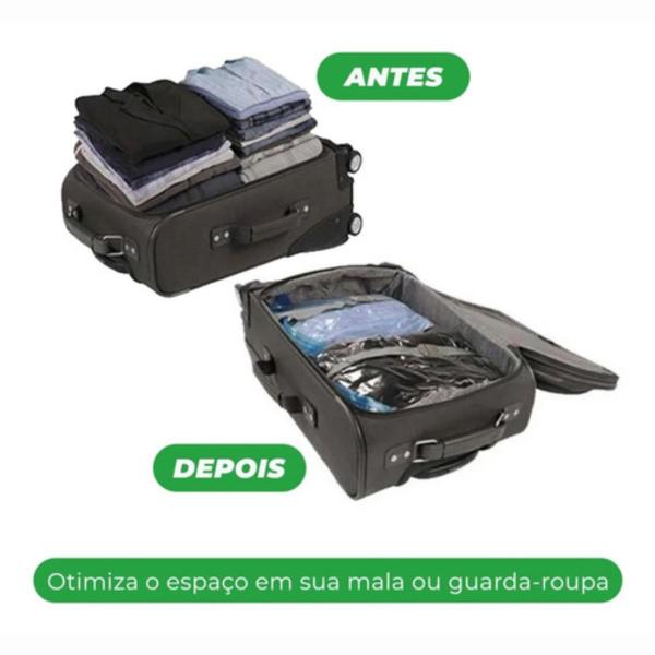 Imagem de Kit 12 Sacos Organizadores a Vácuo Para Viagem 50x70cm