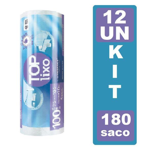 Imagem de Kit 12 Sacos para Lixo Branco 100L 180Uni 75cm x 1,05cm 20kg - Top Lixo