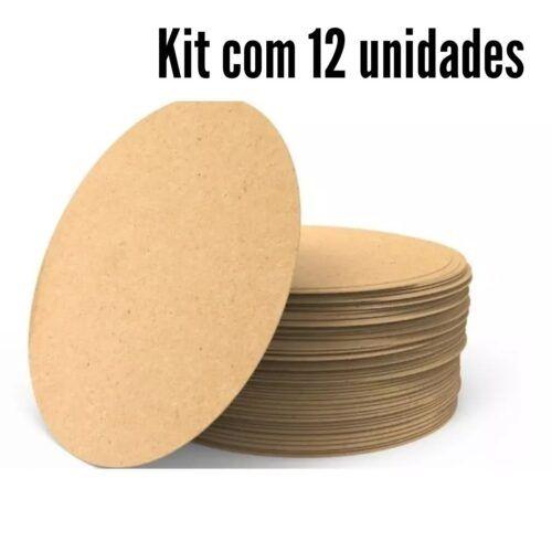 Imagem de Kit 12 Sousplats Redondo Cru Jogo Americano Pratos Mesa Mdf