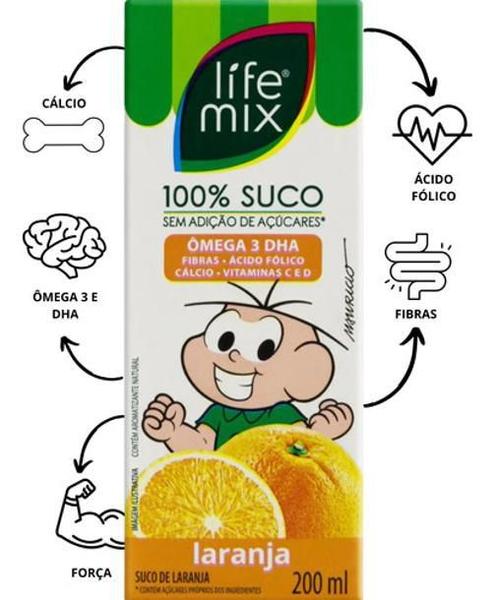 Imagem de Kit 12 Sucos Life Mix Kids 200Ml Turma Da Mônica Laranja