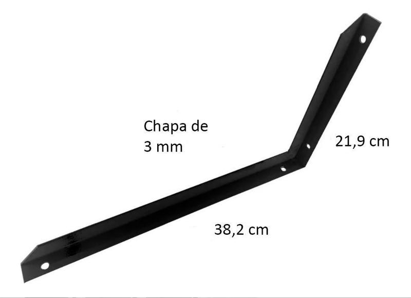 Imagem de Kit 12 Suporte Mão Francesa 40Cm Preto - Resistência 50kg