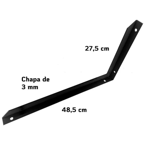 Imagem de Kit 12 Suporte Mão Francesa Cantoneira 50Cm Preto