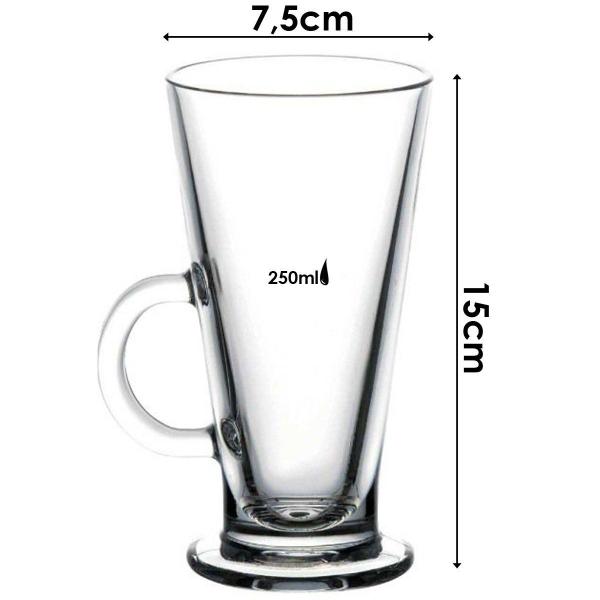 Imagem de Kit 12 Taça Cappuccino Importada Tcheca 250ml Irish Coffee