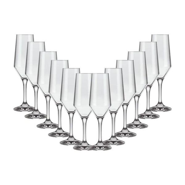 Imagem de Kit 12 Taça Champagne Cristal Buffet Vidro Liso 186 ml Nadir