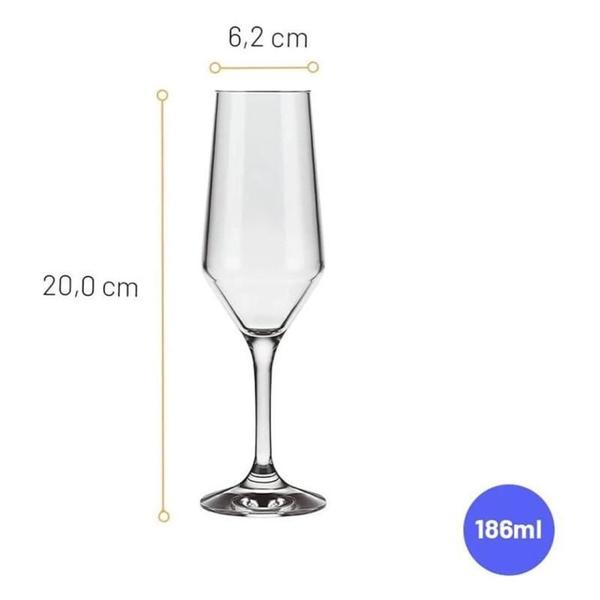 Imagem de Kit 12 Taça Champagne Cristal Buffet Vidro Liso 186 Ml Nadir