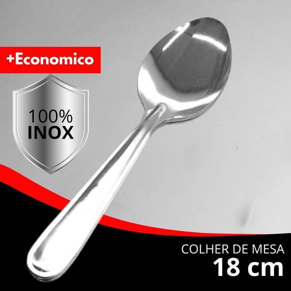 Imagem de Kit 12 Talheres 6 Colheres e 6 Garfos Aço Inox De alta Qualidade para Cozinha Restaurante Refeitório Almoço Jantar