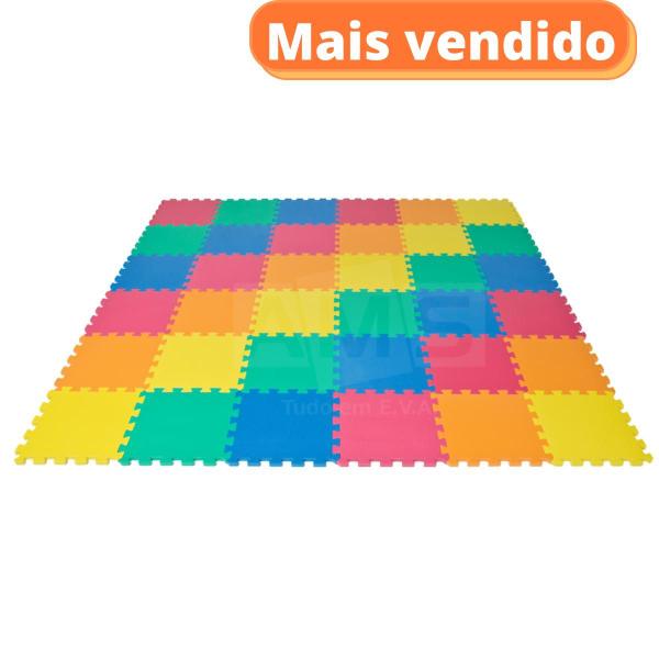 Imagem de Kit 12 tapete infantil emborrachado 50x50 20mm tatame eva