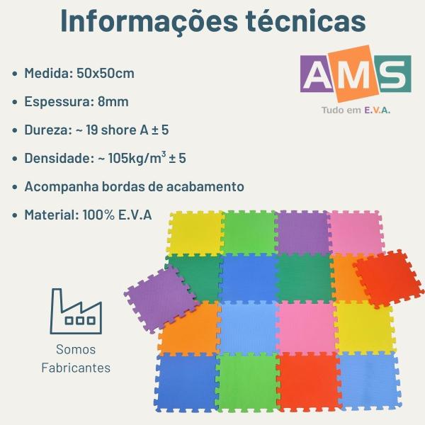 Imagem de Kit 12 tapete infantil emborrachado 50x50 20mm tatame eva