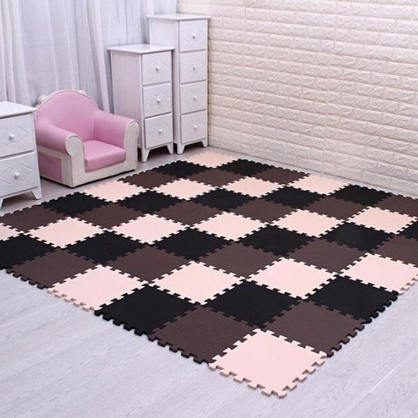 Imagem de Kit 12 Tapete Tatame Eva Loja da Maria 50x50x1cm 10mm Preto, Marrom, Creme