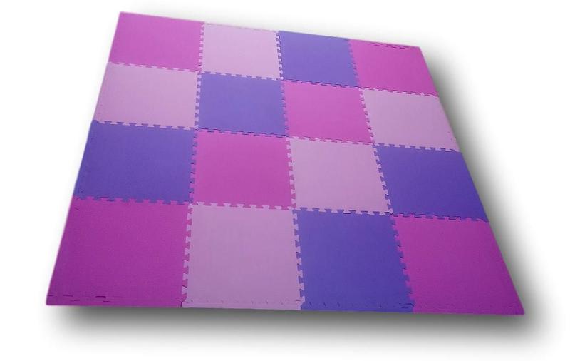 Imagem de Kit 12 Tatames EVA Tapetes Infantil Tons Rosa 50x50x1cm 10mm