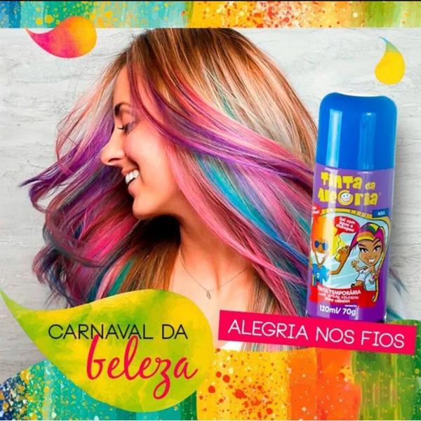 Imagem de Kit 12 Tinta Spray De Cabelo Temporário Alegria 120ML Cabelo Maluco