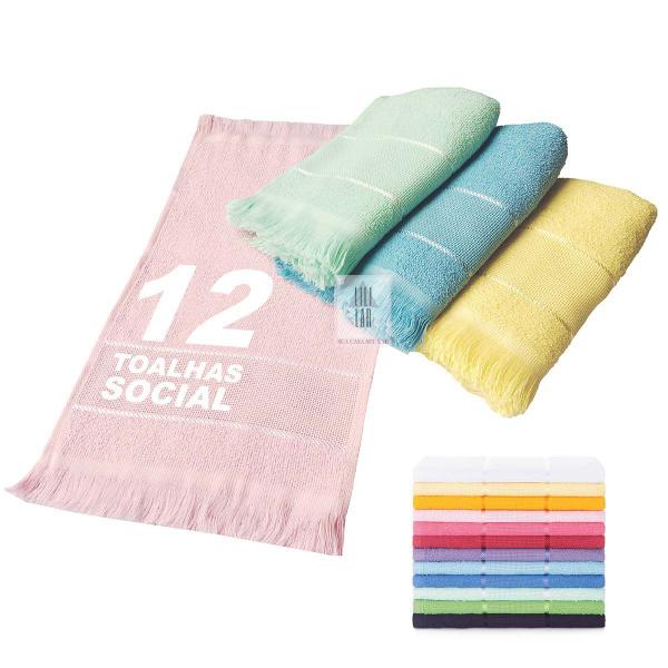 Imagem de Kit 12 Toalha Social para Bordar Escolar Uso Pessoal 23x36cm toalhinha de mão