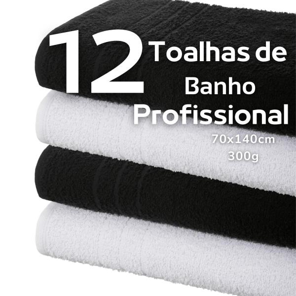 Imagem de Kit 12 Toalhas de Banho Profissional Reforçadas Hotel Atacado