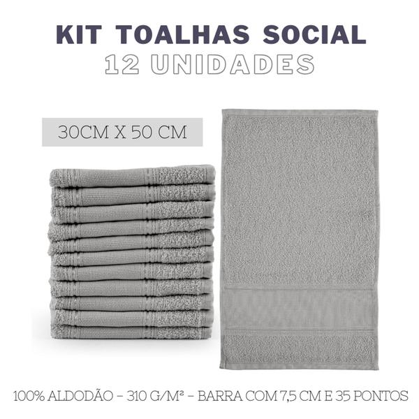Imagem de Kit 12 Toalhas de Lavabo Mão Linha Social 100% Algodao - Iv Enxovais
