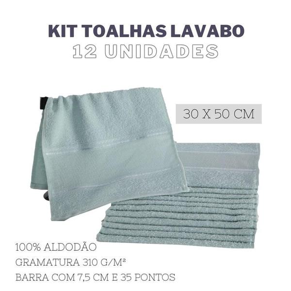 Imagem de Kit 12 Toalhas de Lavabo Mão Linha Social 100% Algodao VERDE CARIBE