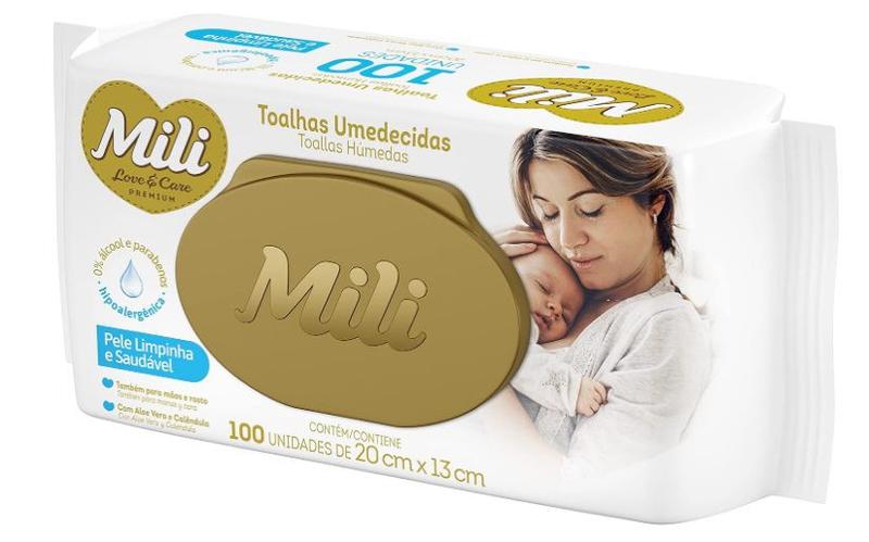 Imagem de Kit 12 Toalhinha Umedecida Love&Care com 100 Unidades - Mili