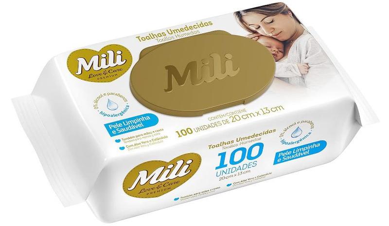 Imagem de Kit 12 Toalhinha Umedecida Love&Care com 100 Unidades - Mili