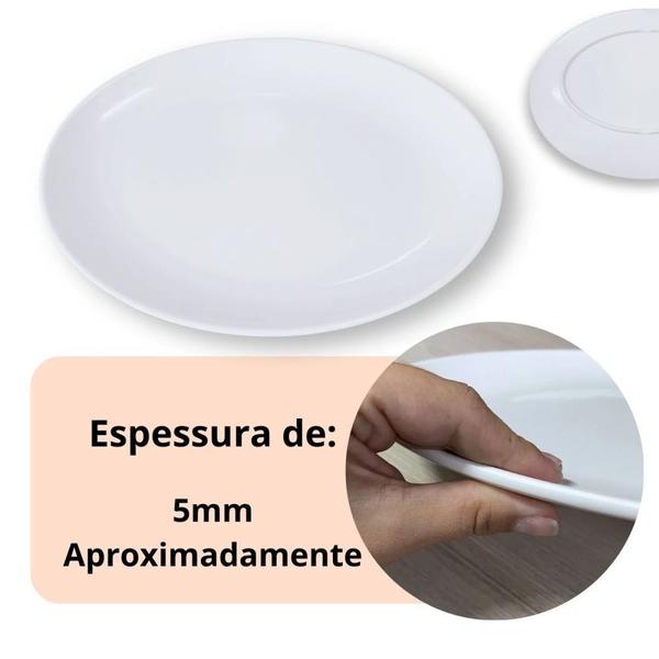 Imagem de Kit 12 Travessas 33 Cm Prato Oval para Buffet Restaurante Melamina Premium Profissional Branca Rasa  Bestfer 