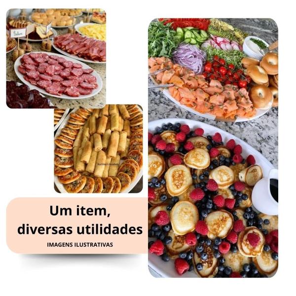 Imagem de Kit 12 Travessas 33 Cm Prato Oval para Buffet Restaurante Melamina Premium Profissional Branca Rasa  Bestfer 