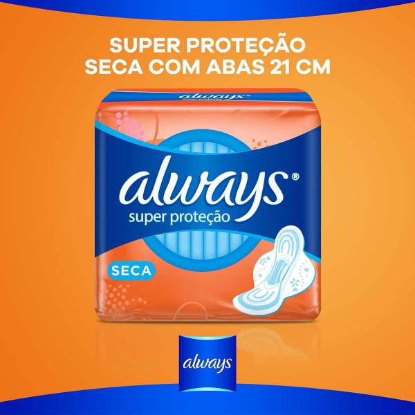 Imagem de Kit 12 und Absorvente Always Super Proteção Seca c/ Abas 8 und