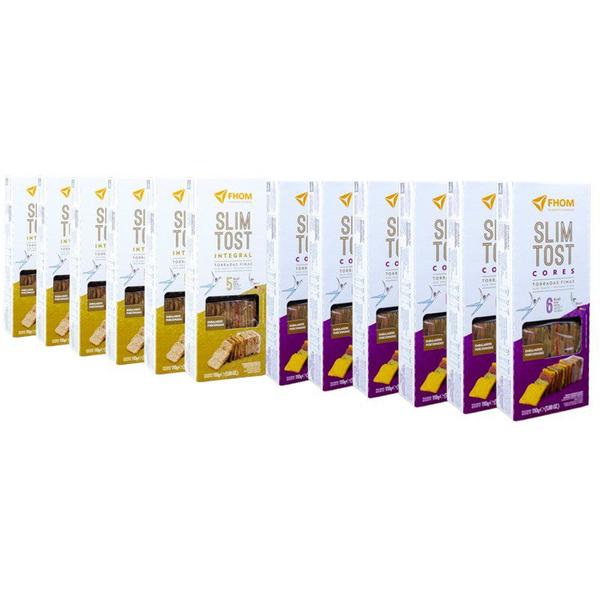 Kit 12 unid Torrada Slim Tost Cores + Integral Vegano Caixa FHOM Imagem de Kit 12 unid Torrada Slim Tost Cores + Integral Vegano Caixa FHOM