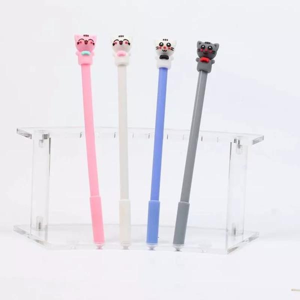 Imagem de Kit 12 unidades de caneta em gel fofas divertidas fantoche gatinho estudos alta durabilidade