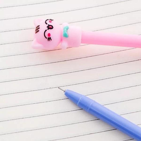 Imagem de Kit 12 unidades de caneta em gel fofas divertidas fantoche gatinho estudos