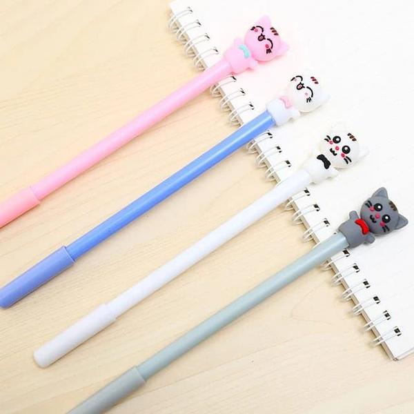 Imagem de Kit 12 unidades de caneta em gel fofas divertidas fantoche gatinho estudos portatil