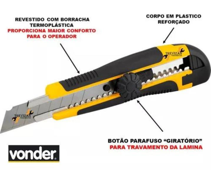 Imagem de Kit 12 unidades Estilete Profissional Emborrachado Com Trava 18mm