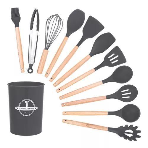 Imagem de Kit 12 Utensílios Para Cozinha Kitchen & Dining Cinza