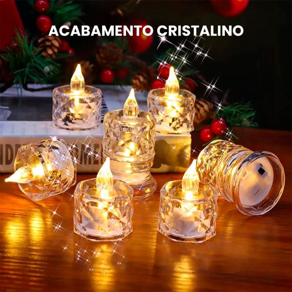 Imagem de Kit 12 Velas De Led Transparente Luz Noturna Acrilico Linda