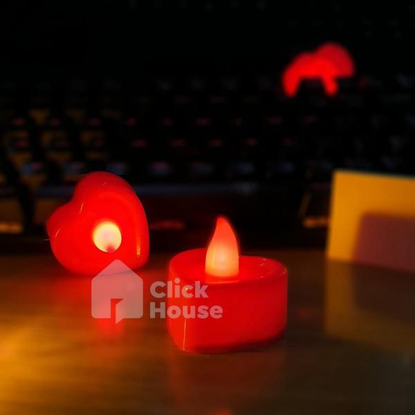Imagem de Kit 12 Velas Decorativa Eletrônica Com Led Coração Vermelho