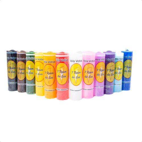 Imagem de Kit 12 Velas Votiva 7 Dias Colorido 210g Parafina Pura