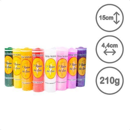 Imagem de Kit 12 Velas Votiva 7 Dias Colorido 210g Parafina Pura