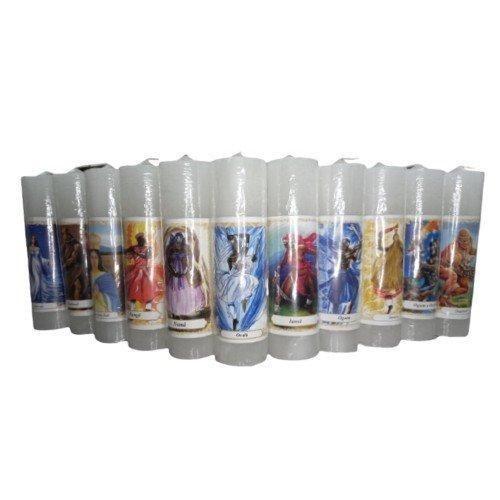 Kit 12 Velas Votivas Brancas 7 Dias Imagens Orixás 210Gr - Sete Raios De Luz Imagem de Kit 12 Velas Votivas Brancas 7 Dias Imagens Orixás 210Gr