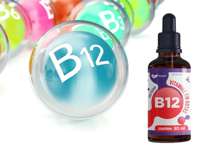 Imagem de KIT 12 VITAMINA B12 GOTAS 30ml SABOR MARACUJÁ CIANOCOBALAMINA MUWIZ