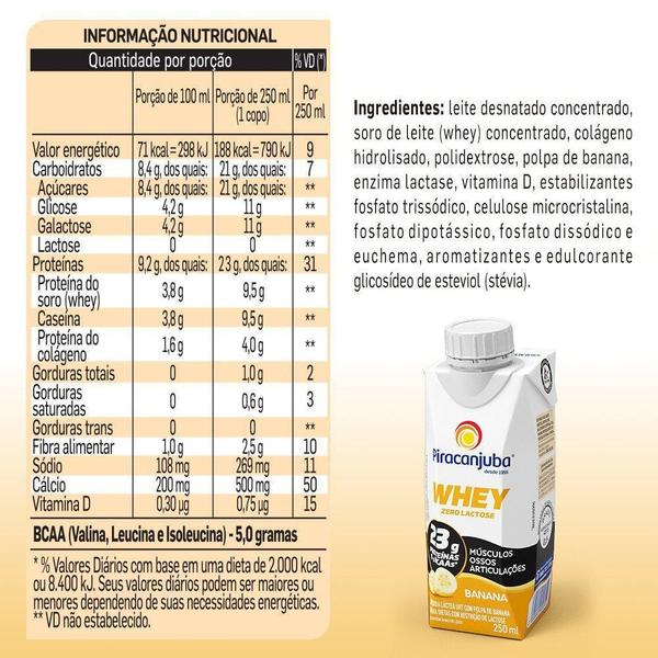 Imagem de Kit 12 Whey Protein Zero Lactose Piracanjuba Banana