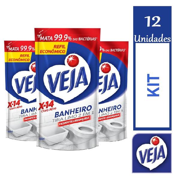 Kit 12 X-14 Limpeza Pesada Veja Banheiro 2em1 400ml cada Imagem de Kit 12 X-14 Limpeza Pesada Veja Banheiro 2em1 400ml cada