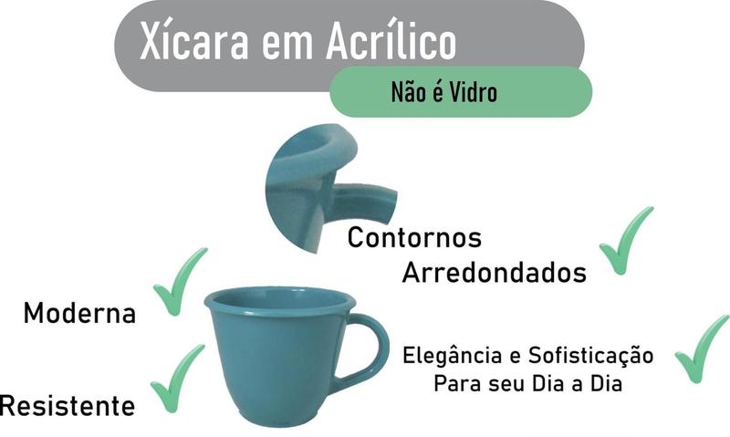 Imagem de Kit 12 Xícaras Acrílicas Grande 180 Ml Chá Café