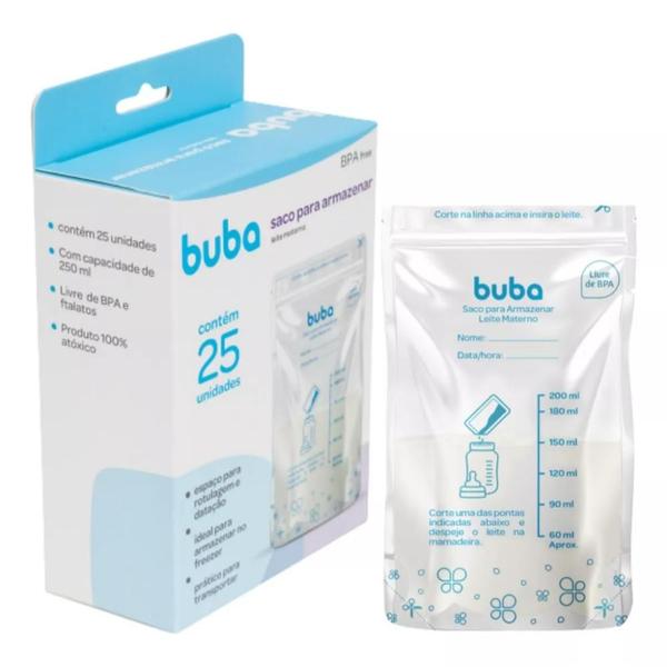 Imagem de Kit 125 Sacos Para Armazenar Leite Materno 200ml - Buba