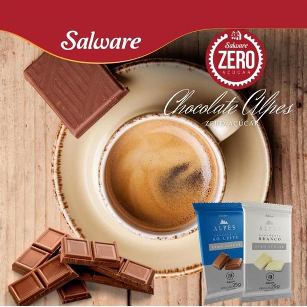 Imagem de Kit 12Un Chocolate Salware Alpes Ao Leite Zero Açúcar 20G