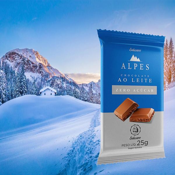 Imagem de Kit 12Un Chocolate Salware Alpes Ao Leite Zero Açúcar 20G