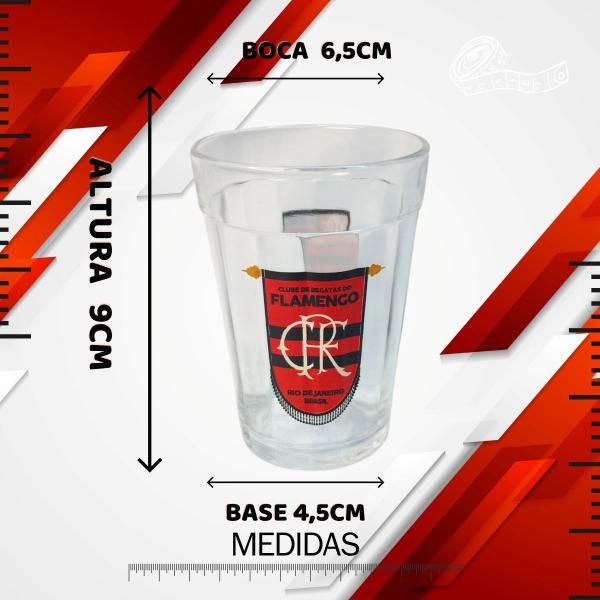 Imagem de Kit 12Un Copo Americano Tradicional Vidro 190ml Bar Cerveja Time Flamengo Oficial