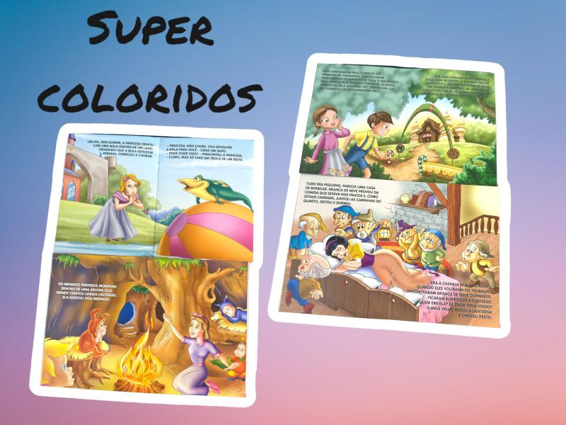 Imagem de Kit 12un Mini Livro infantil histórias clássicas coloridos