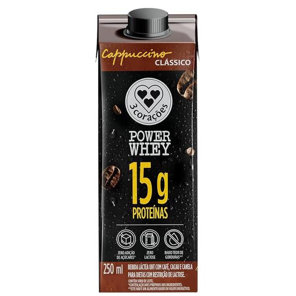 Imagem de Kit 12Un Power Whey Cappuccino Clássico 3 Corações 250Ml