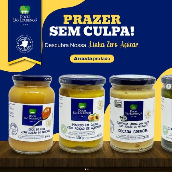 Imagem de Kit 12Und Doce De Leite Zero Ad. Açucar Sao Lourenco 650G