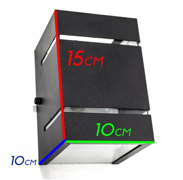 Imagem de kit 12x Arandela Preta + LED 5W 3000K luminária Externa Parede Muro 2 Focos Frisos Fachos St327