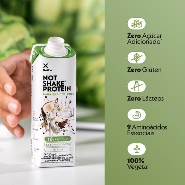 Kit 12x Bebida Proteica NotCo NotShake Protein 16g de Proteina Baunilha com Coco 250ml - NotMilk High Protein Imagem de Kit 12x Bebida Proteica NotCo NotShake Protein 16g de Proteina Baunilha com Coco 250ml
